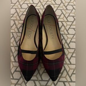 Sole Society Size 7 Purple Plaid Zayna Pointy Toe Flats